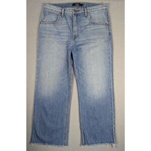 Hudson Women's Baggy Jeans 28 Light Wash Sloane Extreme Raw Hem